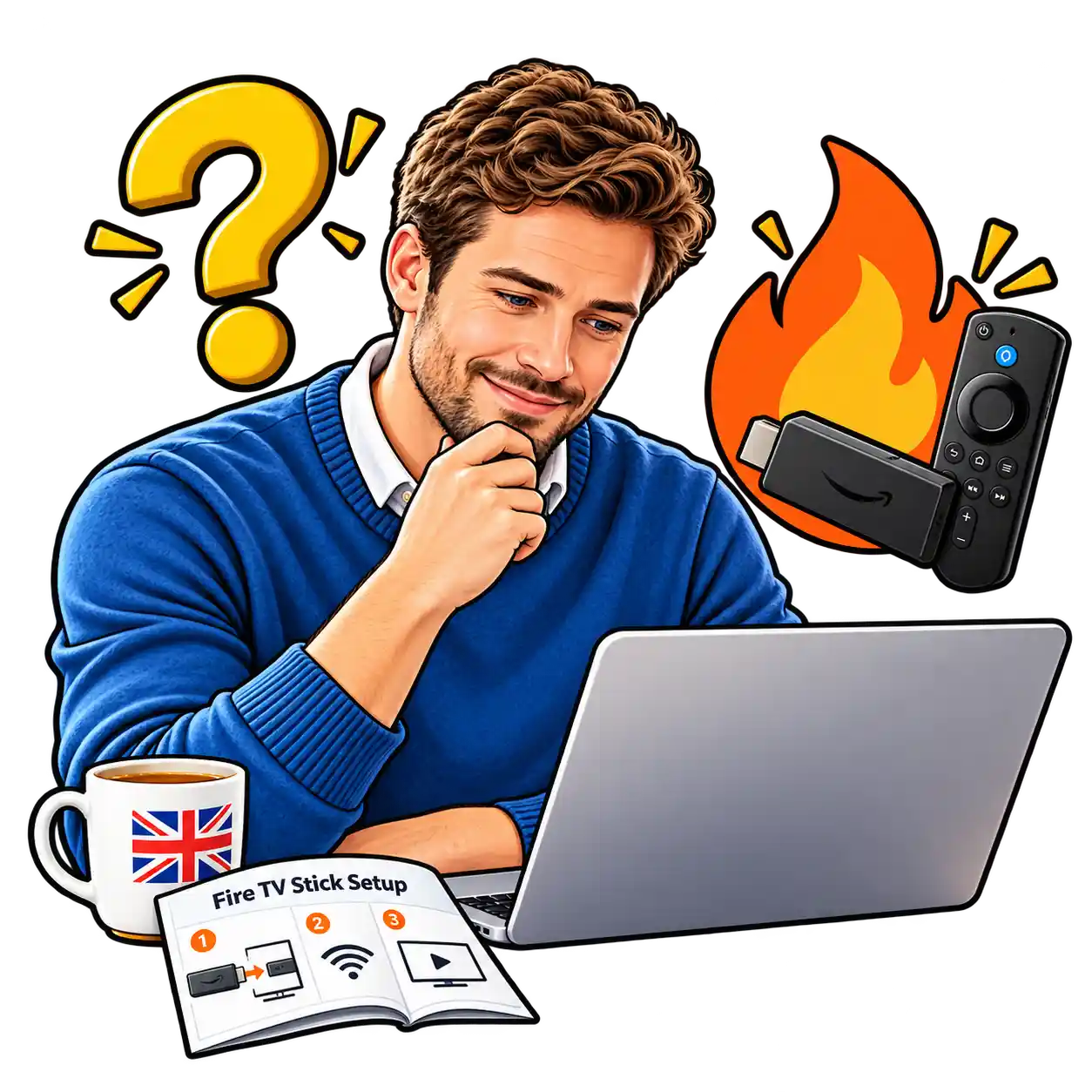Firestick with IPTV installation guide showing Fire TV Stick setup process