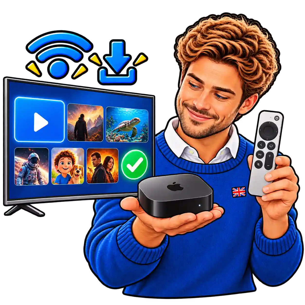 IPTV for Apple TV installation guide showing Apple TV device setup and IPTV app configuration