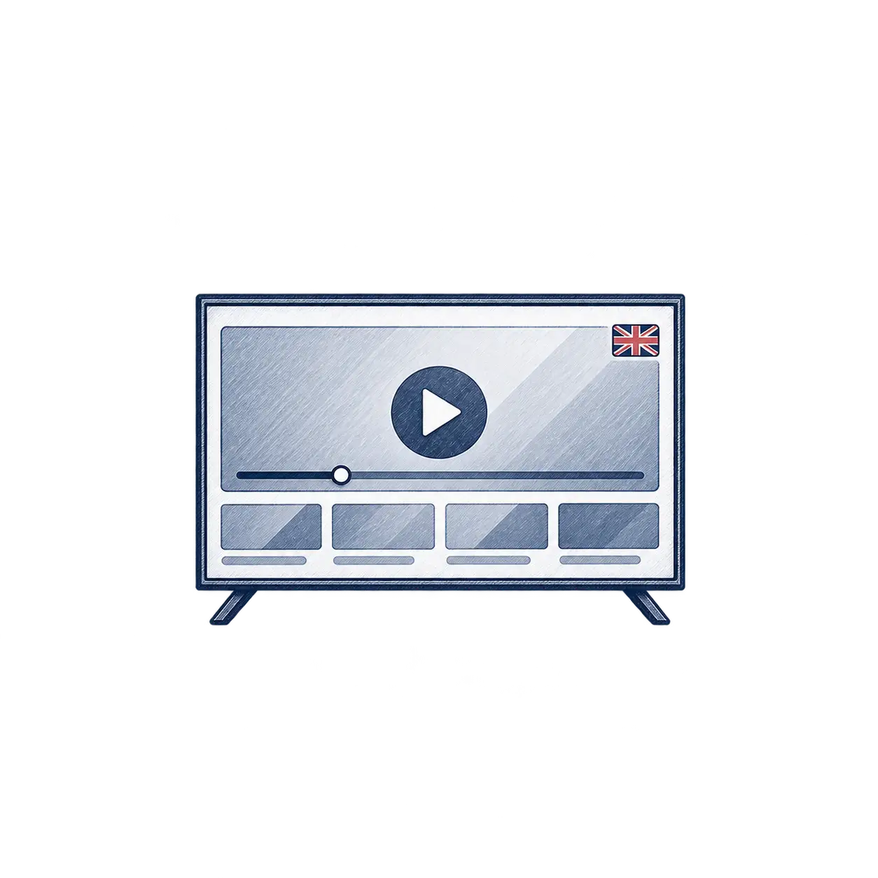 Smart TV displaying an IPTV streaming interface for watching live TV, films and series